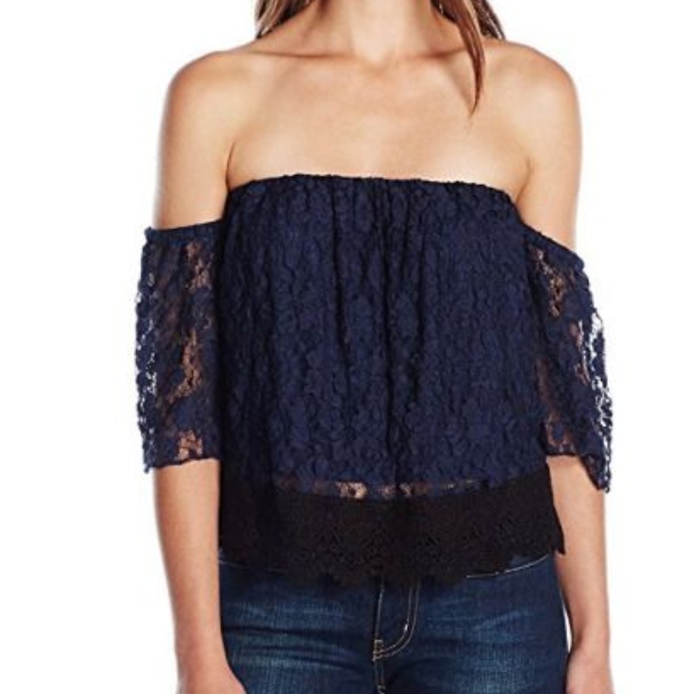 Misa Los Angeles Lillian lace off the shoulder top